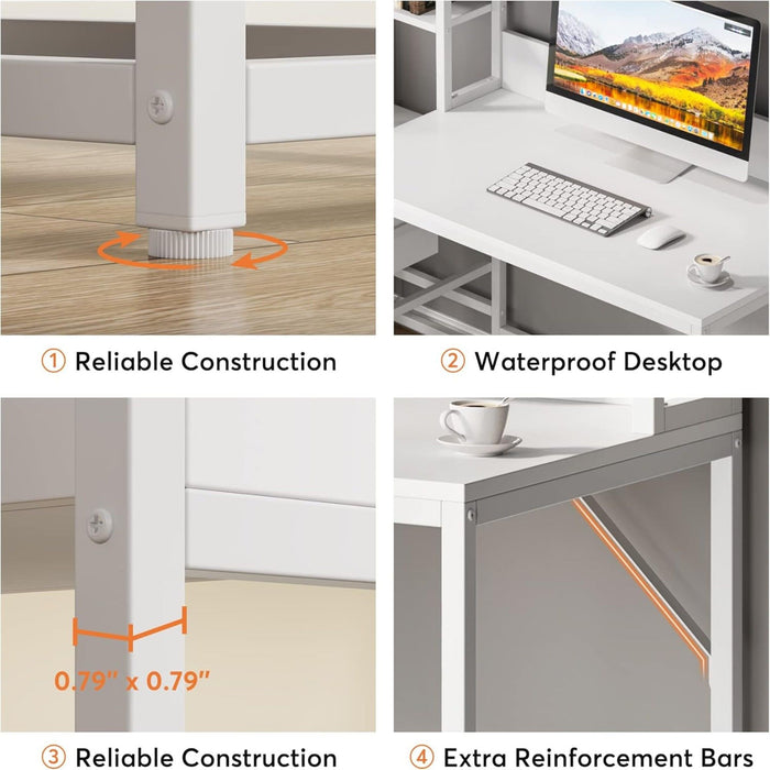 Computer Desk With Hutch, 2 Drawers & Open Shelves