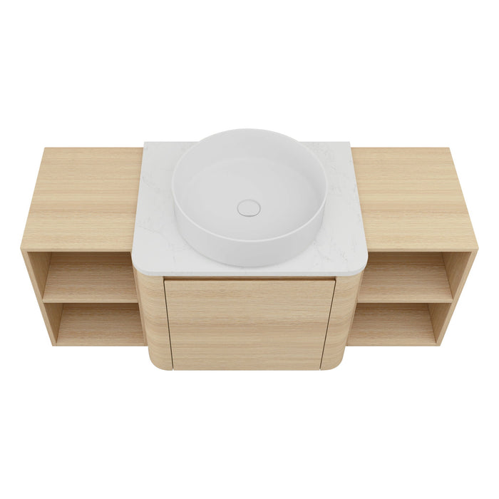 Mounted Bathroom Vanity With Art Sink, 2 Storage Shelves, Soft Close Door