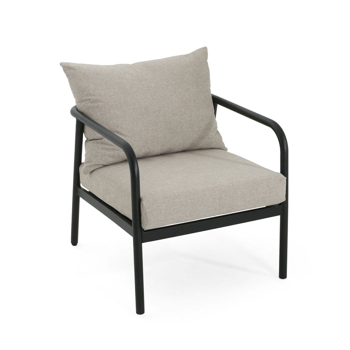 Leora - Modern Minimalist Round Tube Sofa Chair With Cushions - Beige / Black