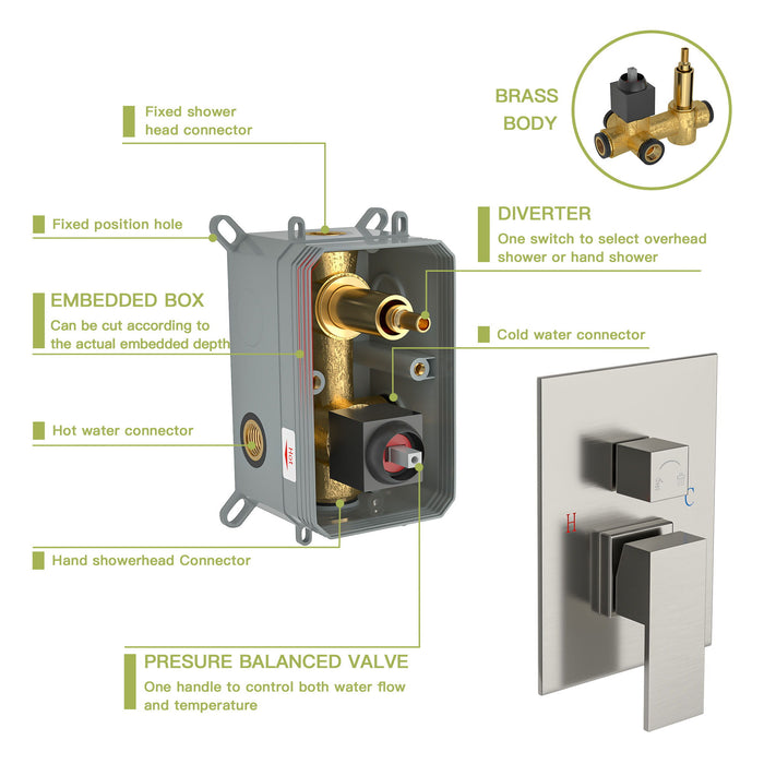 Dual Shower Head System With Ceiling Mount And Rough In Valve