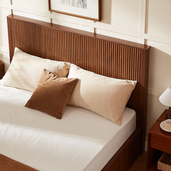 Wave Pattern Headboard Platform Bed Frame