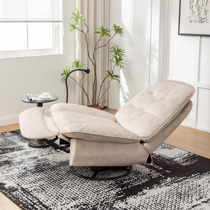 Modern Swivel Gliding Recliner Chair With Rocking Function And Phone Holder, Large Comfortable