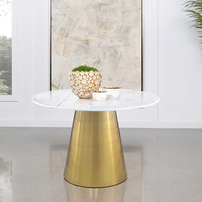 Earline - Round Dining Table - White Marble