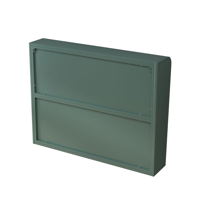 Arched Wall Mounted Cabinet, 3 Door Storage For Kitchen - Dark Green