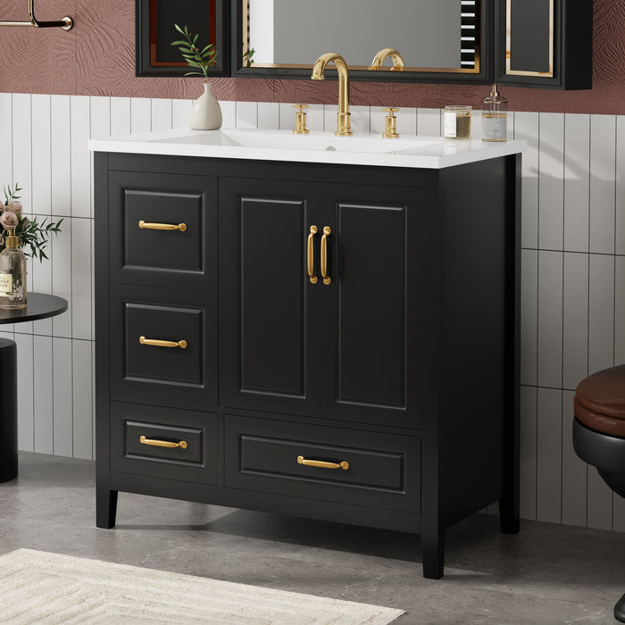 Bathroom Vanity With Sink, Soft Closing Doors & Drawers, Metal Handles