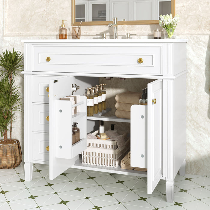 Bathroom Vanity With Sink, 3 Drawers & 2 Doors