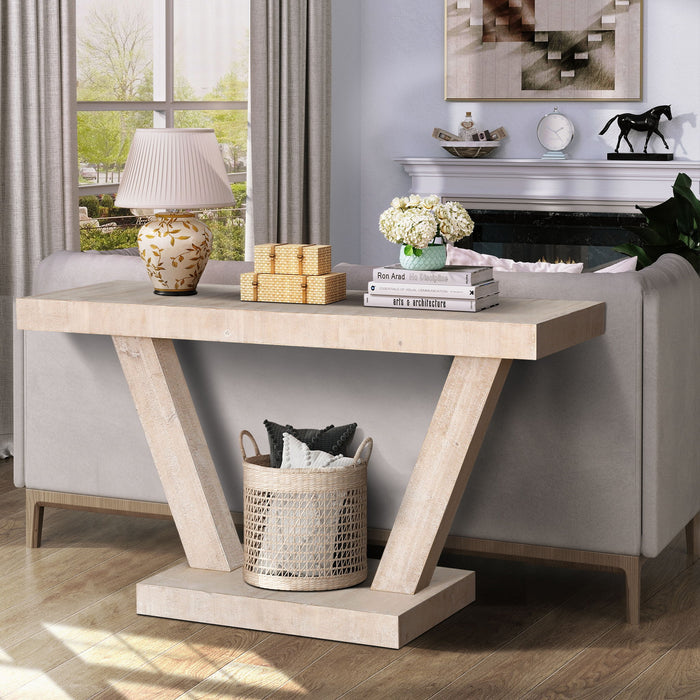 Vintage Distressed Wood Entryway Bench With 2 Tier Storage Cabinet