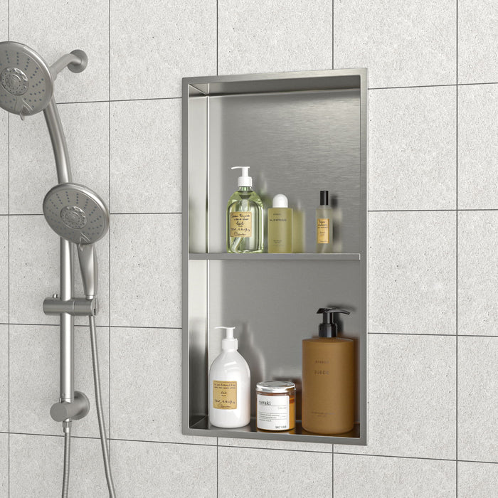 Modern Stainless Steel Shower Niche Double Shelf For Bathroom