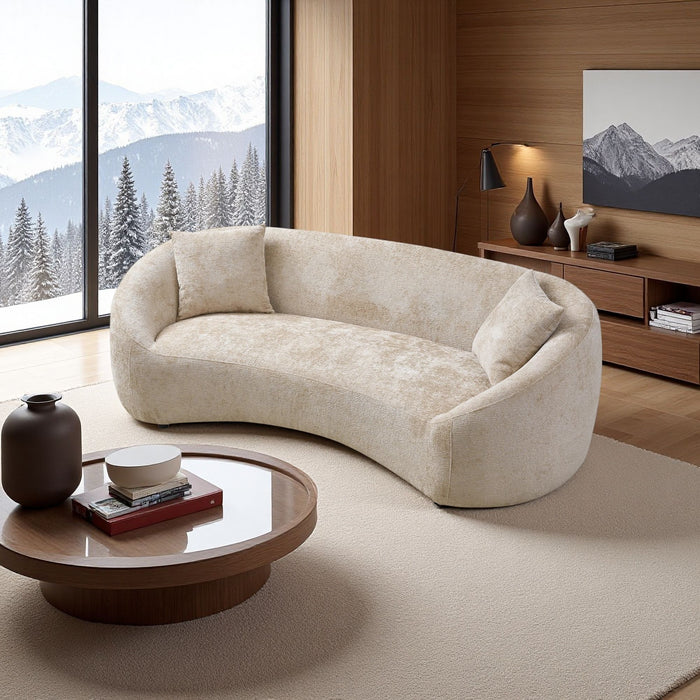 Curved 3 Seater Sofa, Long Living Room Couch