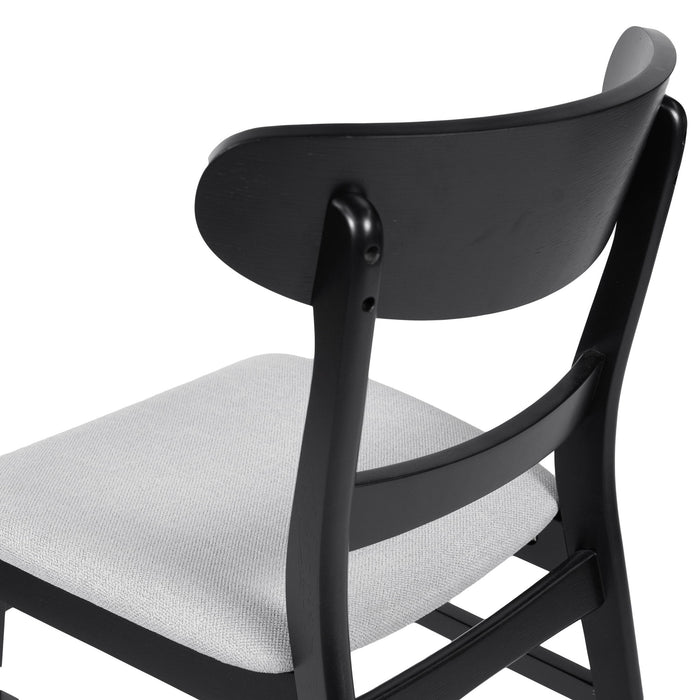 5 Piece Dining Set With 1 Table And 4 Upholstered Chairs - Black / Light Gray