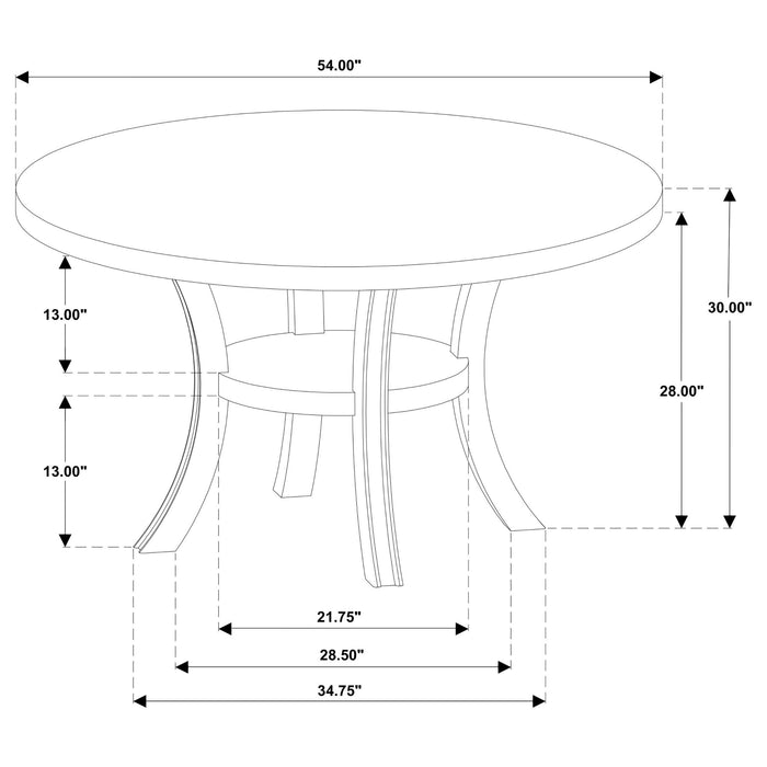 Tyler - Round Dining Table With Shelf Round Table - White