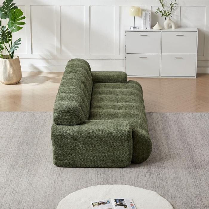 Cloud Series Minimalist Button Tufted Square Arm 3 Seater Sofa