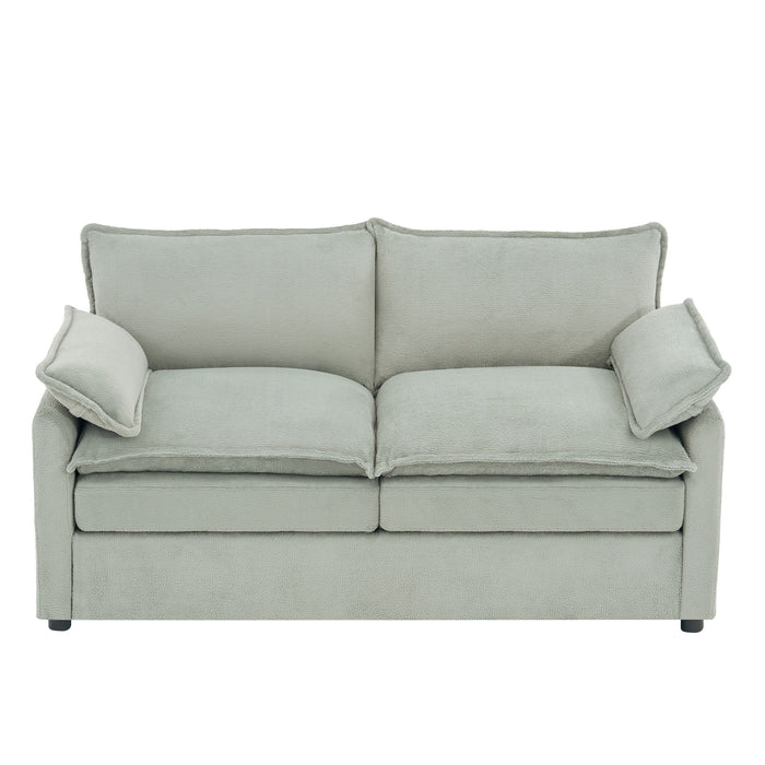 Modern Loveseat Sofa, Upholstered Couch With Side Storage Pockets