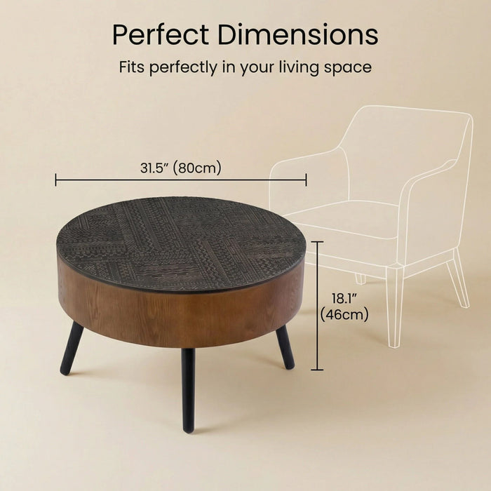 Round Coffee Table With Storage Function For Living Rooms