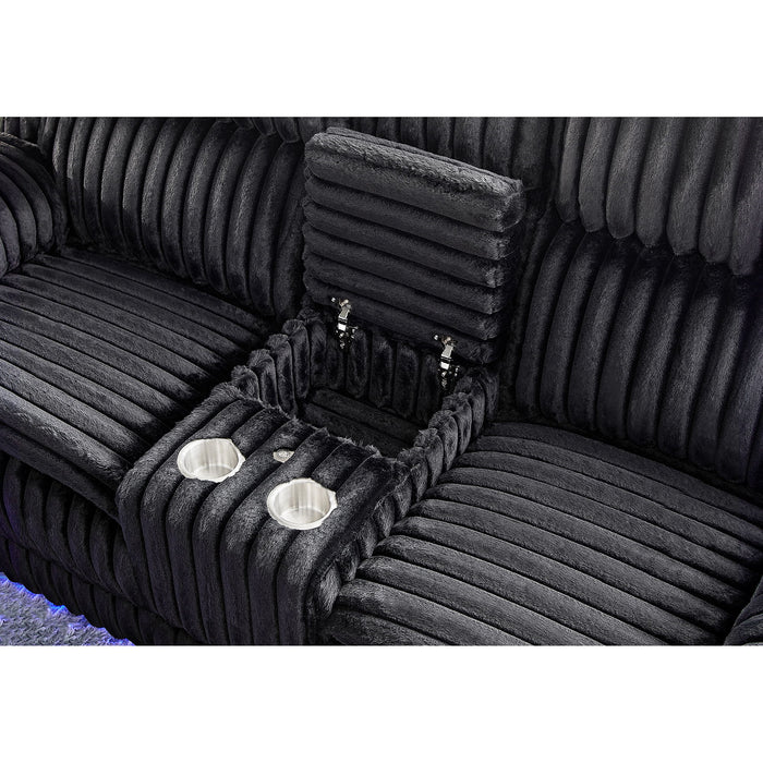 Winston - Power Console Recliner Loveseat With LED And Hidden Drawer - Black