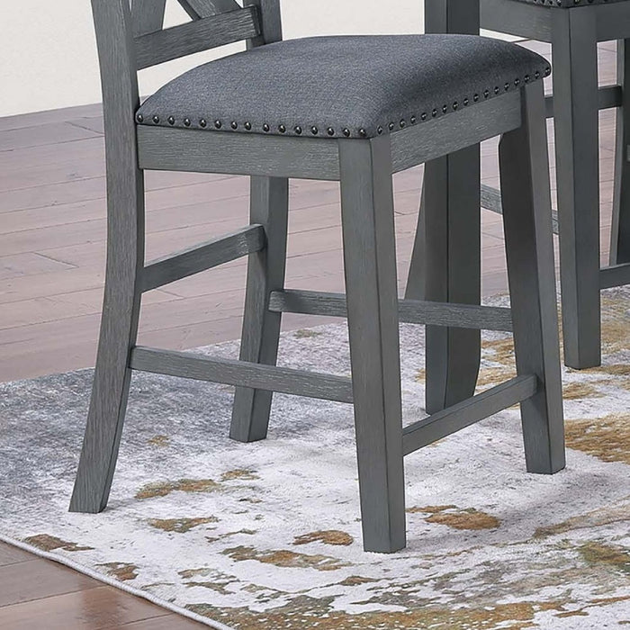 7 Piece Dining Room Furniture, Counter Height Table And 6 Chairs Set - Gray