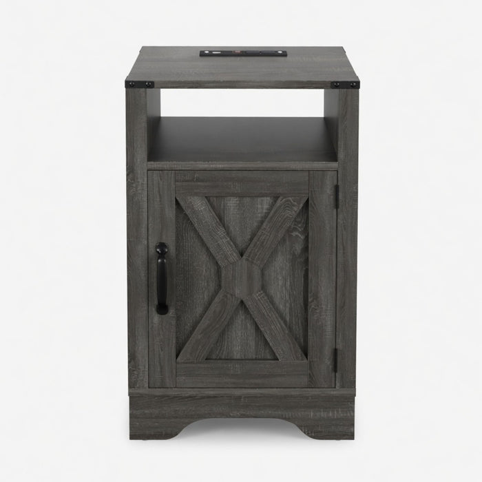 Farmhouse Nightstand, Charging Station & Storage