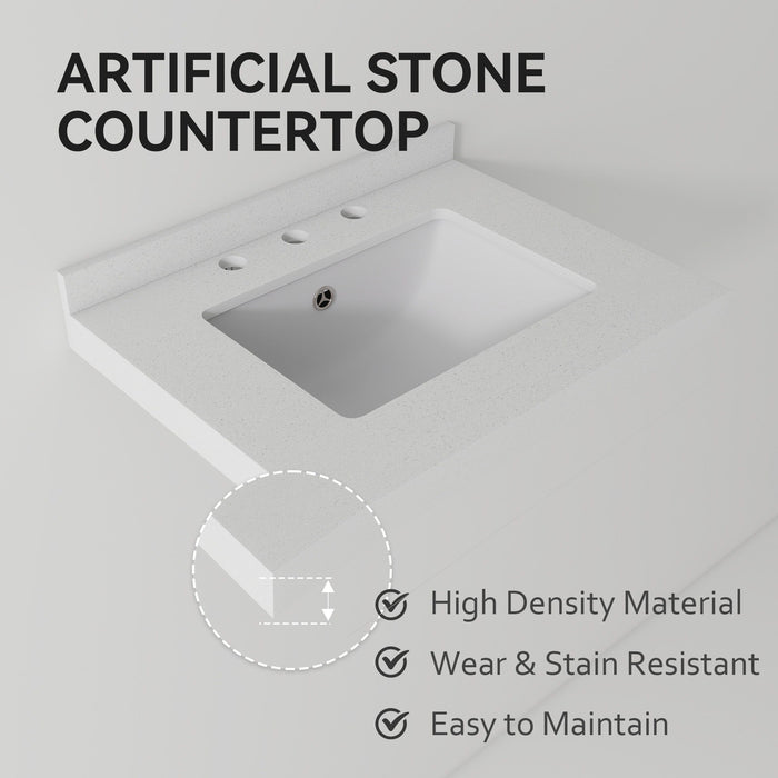 Basin Sink With 2" Thick Rim, Triple Faucet Holes, Sink Only