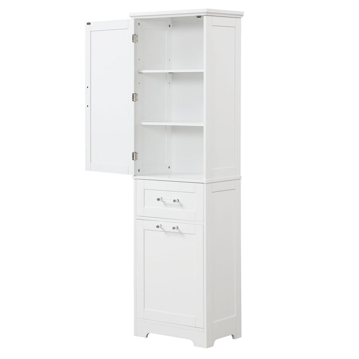 Tall Freestanding Bathroom Storage Cabinet With Adjustable Shelf And 2 Drawers