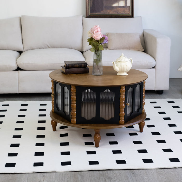 Round 3 Door Storage Coffee Table For Living Room