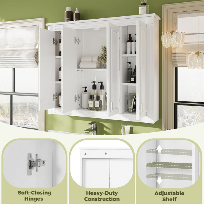 Wall Mounted Medicine Cabinet With Adjustable Shelf - White