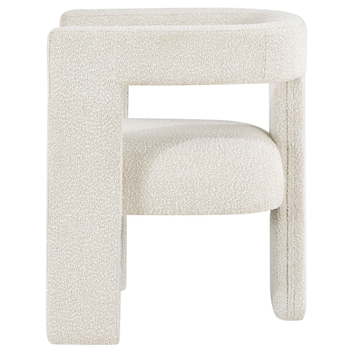 Verda - Upholstered Accent Side Chair In Soft With Rounded Open Back And 3 Leg Base - White