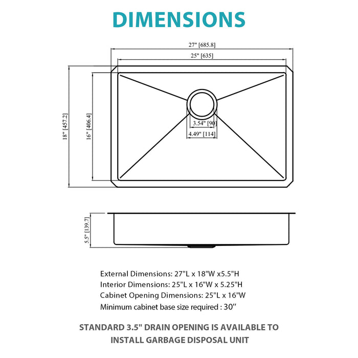 Undermount Sink, Low Depth Single Bowl