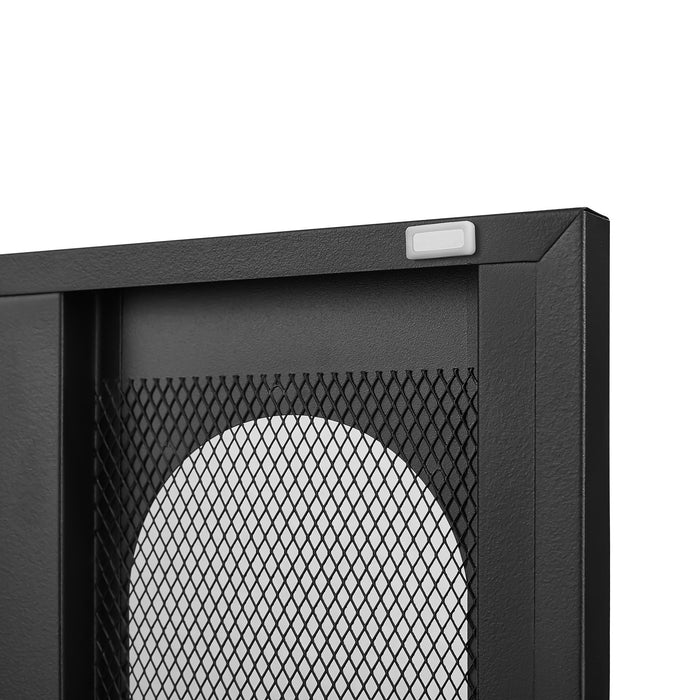 Modern Metal Shoe Cabinet With DoublebSided Mesh Doors And Adjustable Partitions