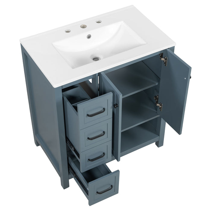Bathroom Vanity With Sink Top, Bathroom Vanity Cabinet With 2 Doors And 2 Drawers, Open Shelf