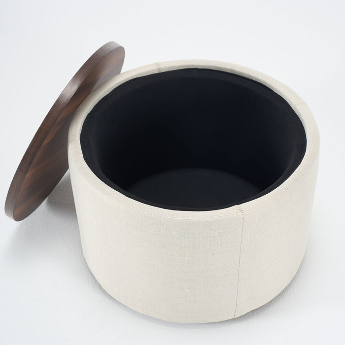 Nesting Ottomans, Round Coffee Table & Bench With Tray (Set of 2)