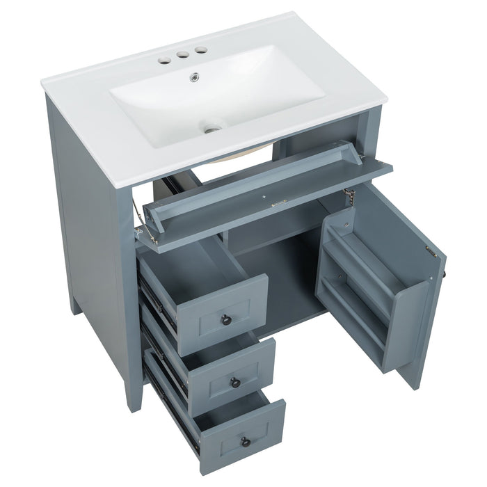 Bathroom Vanity With Sink, 3 Drawers And Adjustable Shelf, Freestanding Storage Unit