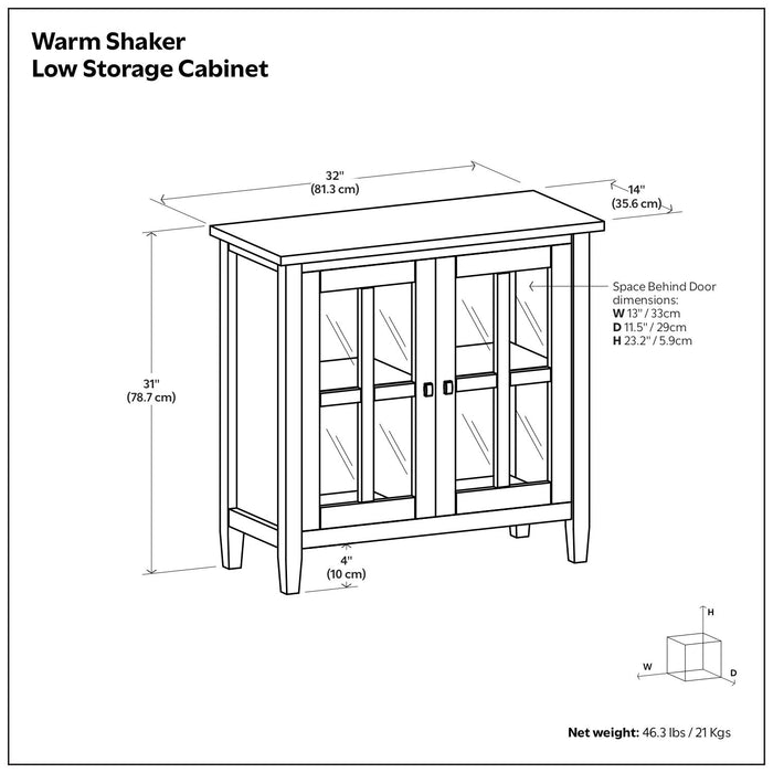 Warm Shaker - Handcrafted Low Storage Cabinet