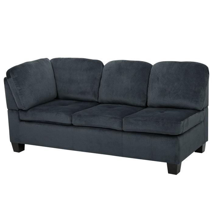 Modern L Shaped Fabric Sectional Sofa With Tufted Detail - Charcoal