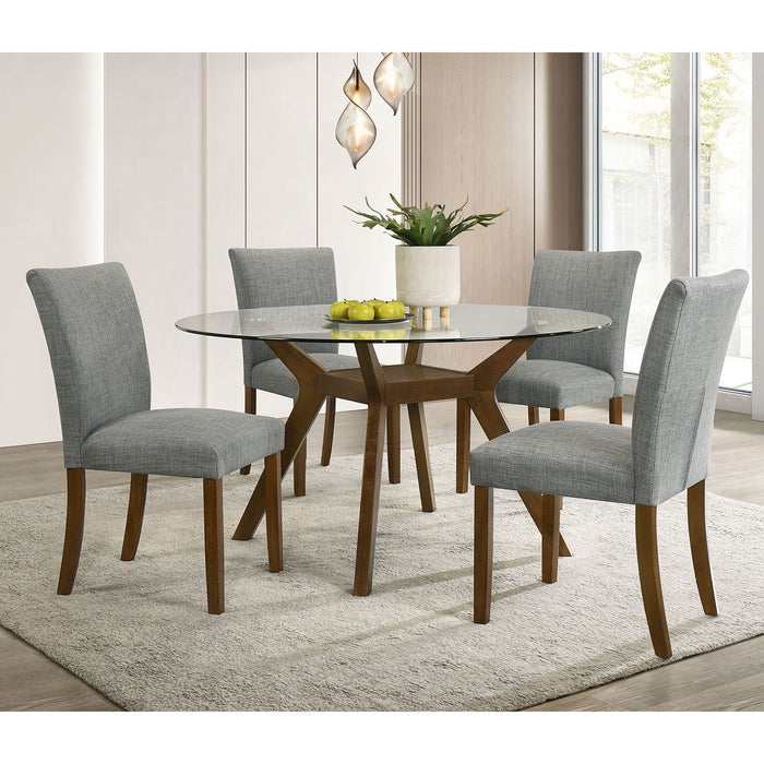 Flynn - Round Glass Top Dining Table - Brown