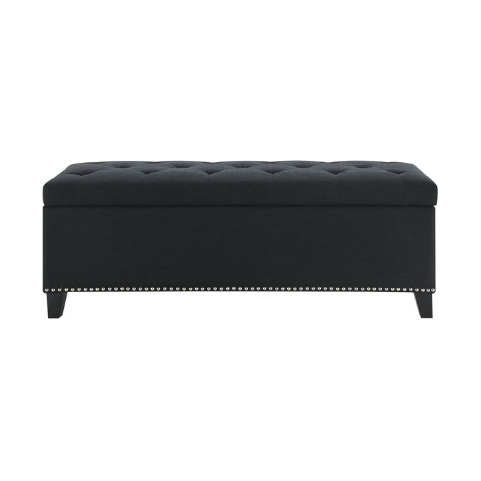 Button-Tufted Storage Ottoman With Safety Close Hinge