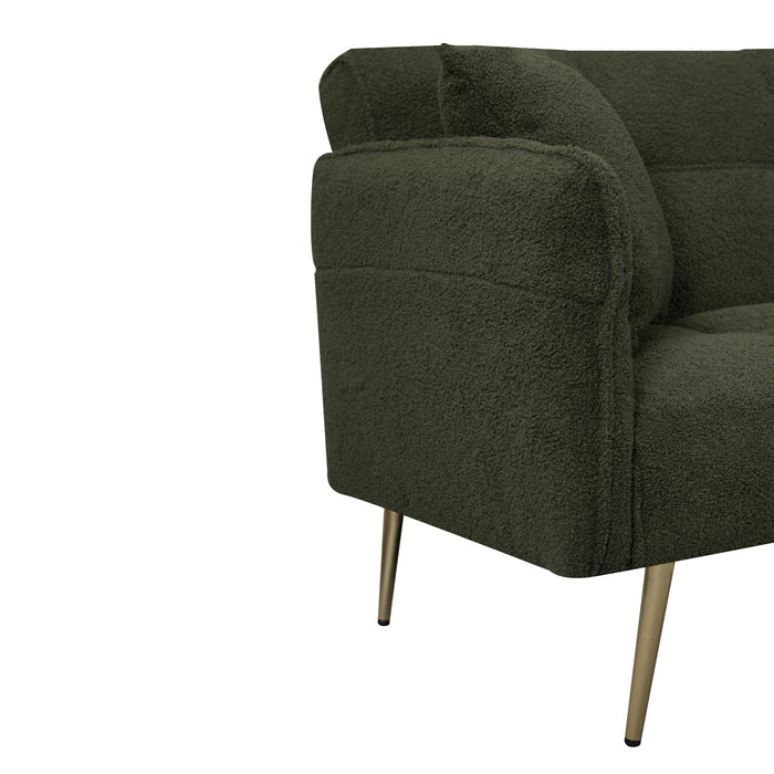 Convertible Double Futon Sofa Bed With Folding Armrests For Living Rooms