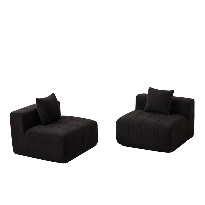 Modular Sectional Sofa With 2 Pillows, Symmetrical Design
