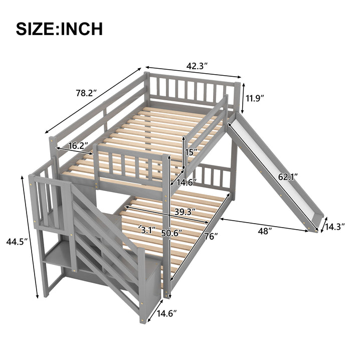 Bunk Bed With Convertible Slide And Stairway