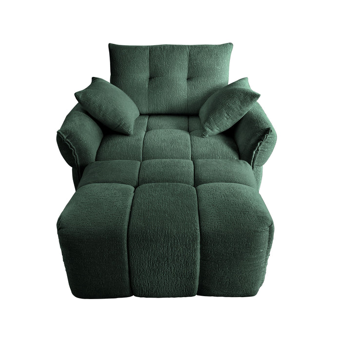 Ergonomic Single Seater Sofa With Ottoman, High Resilience Support Cushions