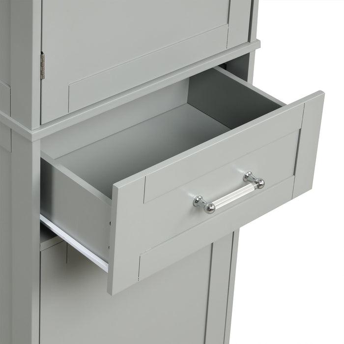 Tall Freestanding Bathroom Storage Cabinet With Adjustable Shelf And 2 Drawers
