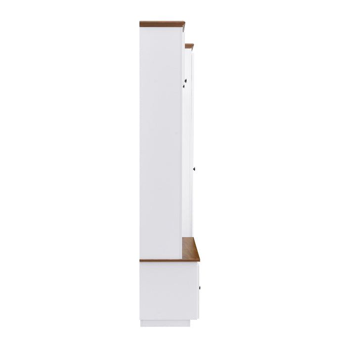 Entryway Hall Tree With Storage Bench, Coat Rack Shoe Bench With Cabinets