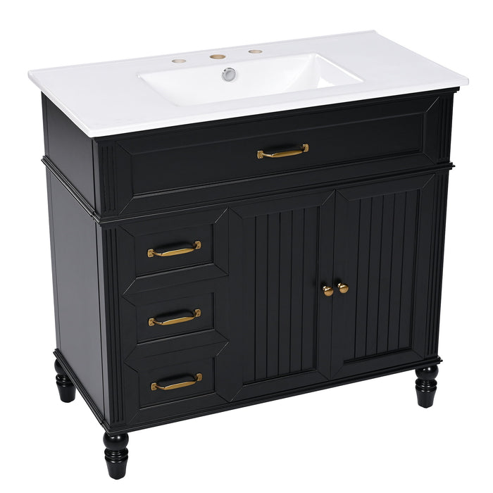Bathroom Vanity With Sink, 2 Doors 2 Drawers, Freestanding Design