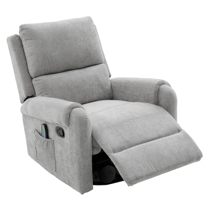 Manual Recliner Massage Chair With Swivel Rocker, 8 Massage Modes, Side Storage Pocket