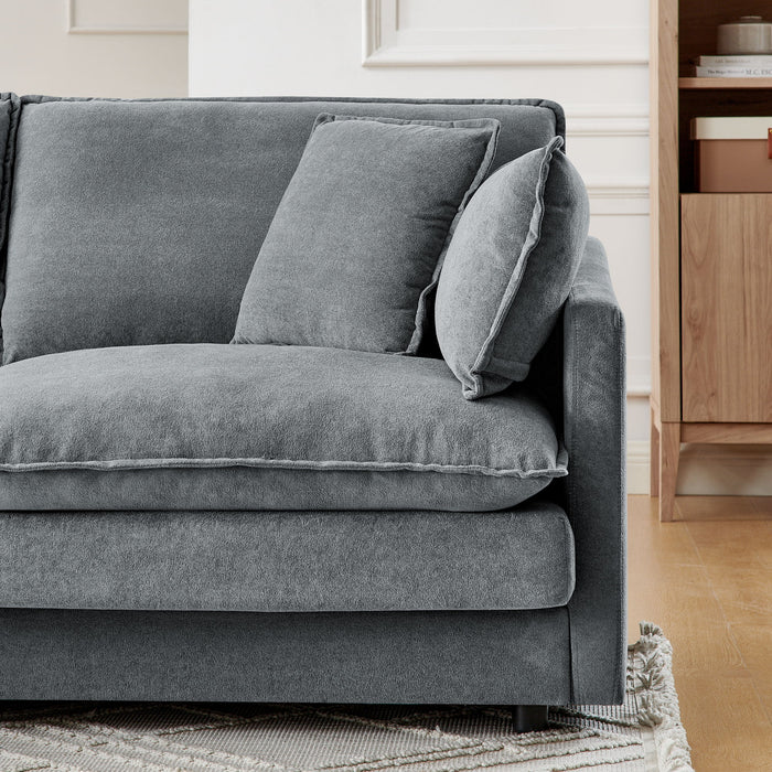 L-Shaped Sectional Sofa With Ottoman, Convertible 4 Seater Couch