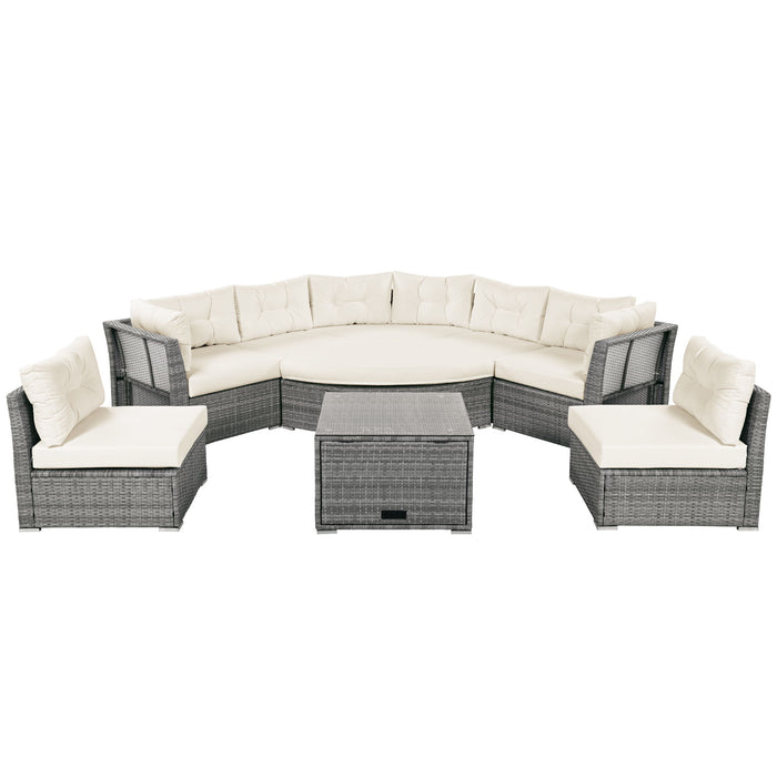 Patio Furniture Set Outdoor Daybed Rattan Sectional With Cushions And Center Table