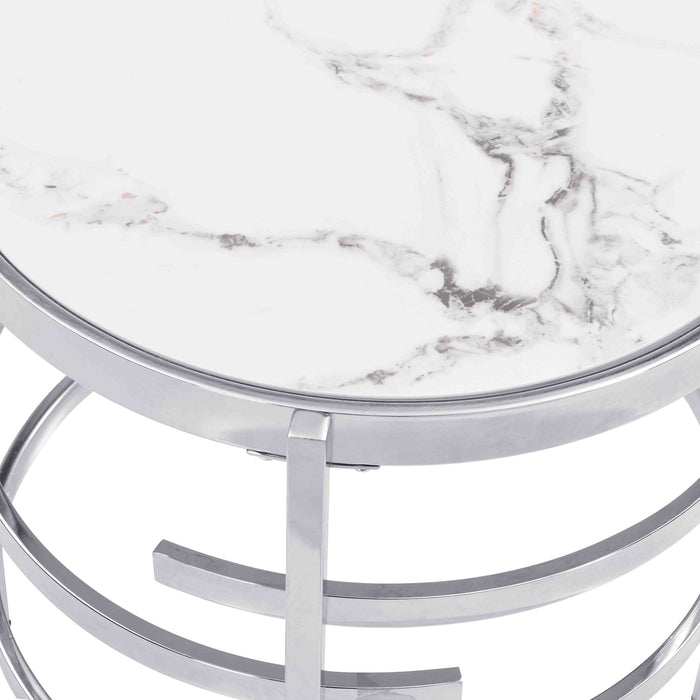 Elegant Round Table With Sintered Stone Top & Sturdy Metal Frame