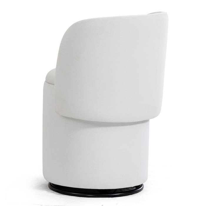 Barrel Chair With Built In Storage, 360° Swivel - Beige