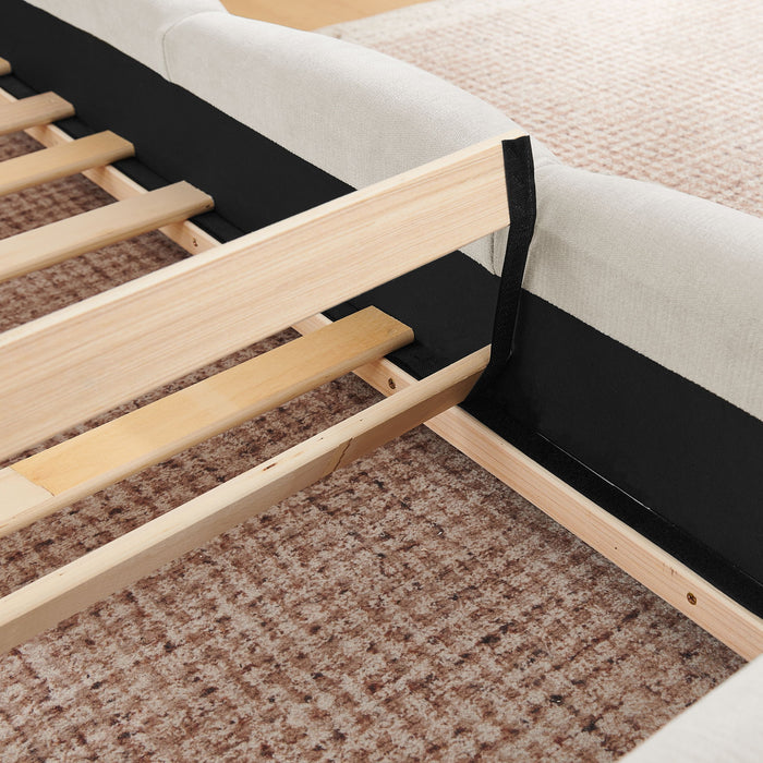 Upholstered Platform Bed Frame, Low Profile Floor Bed, No Box Spring Required
