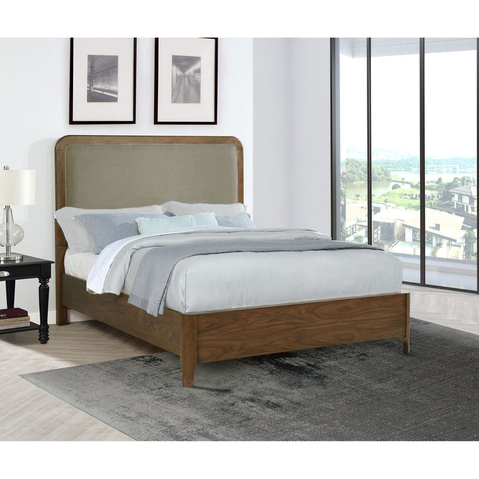 Verona - Queen Upholstered Panel Bed - Walnut