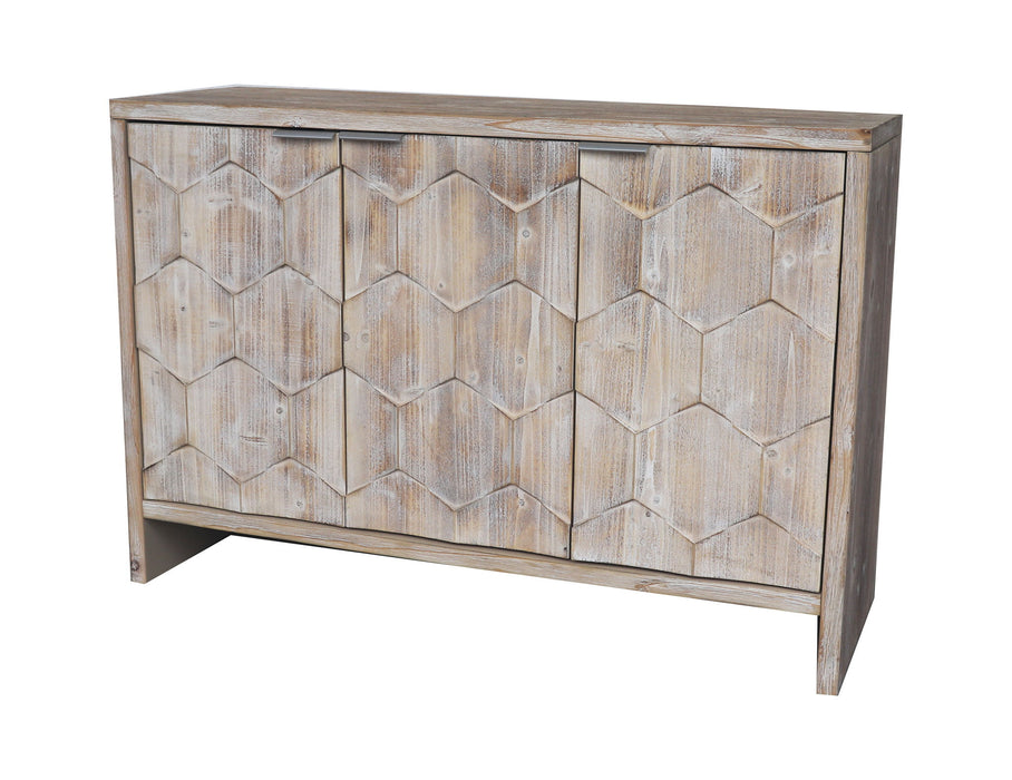 Accent Cabinet Farmhouse Style 3 Door Wooden Cabinet Sideboard Buffet Server Cabinet Storage Cabinet, For Living Room - Natural Wood Wash